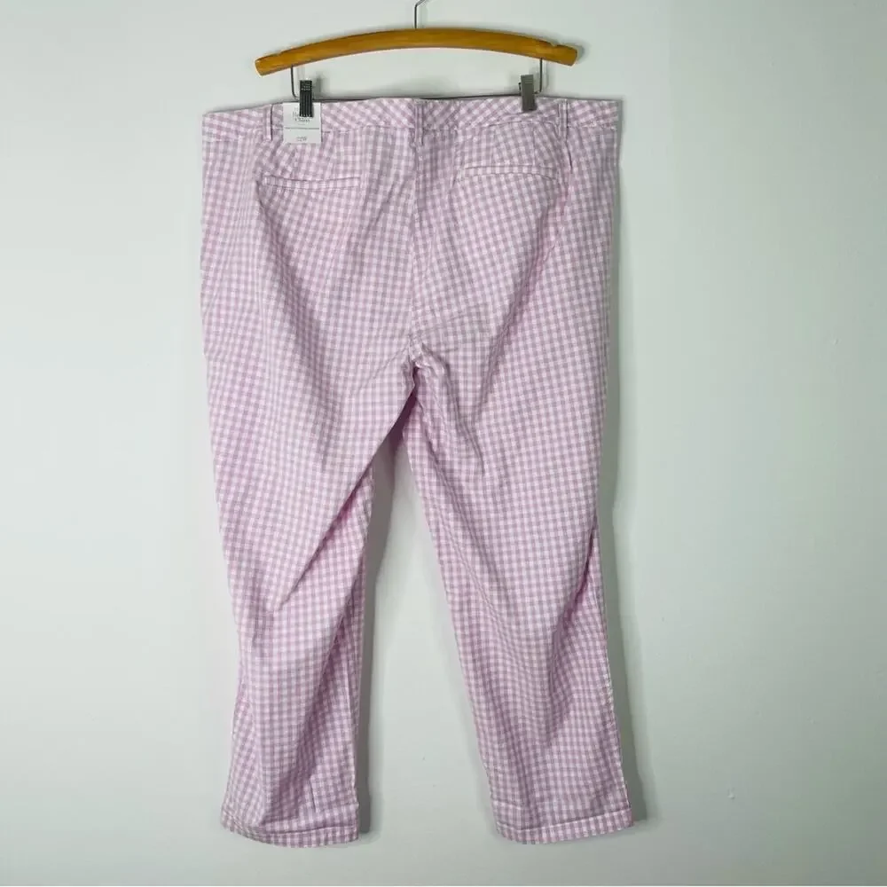 NWT Talbots purple white check gingham relaxed chino cottagecore pants 22W